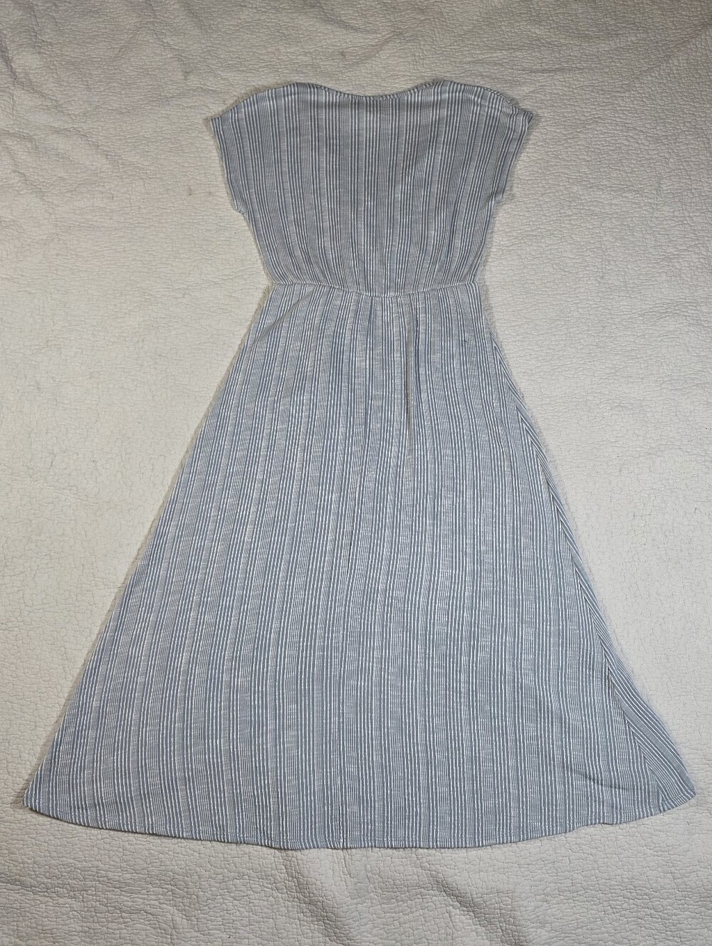 StitchWurks Los Angeles Light Blue Striped Faux Wrap Maxi Dress - Picture 2 of 9
